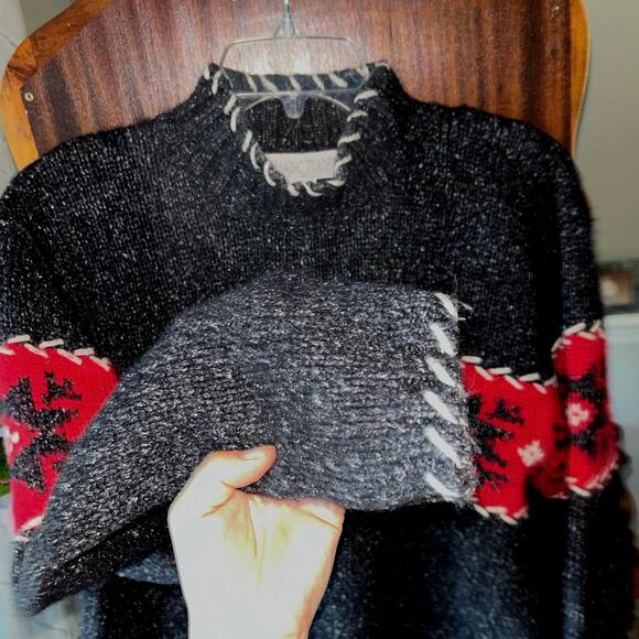 NOMADIC TRADERS GREY SNOWFLAKE SWEATER SILK & ANGORA WOMEN'S Large - Picture 6 of 9